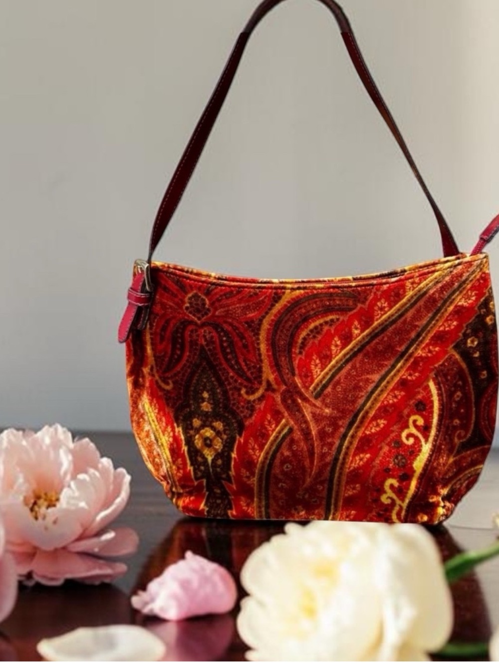 ETRO Milano Y2K vintage velvet paisley shoulder bag made in Italy w COA